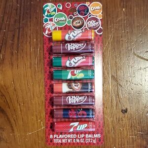 Dr Pepper & 7UP Flavored Lip Balm Set - Red, Green, Orange